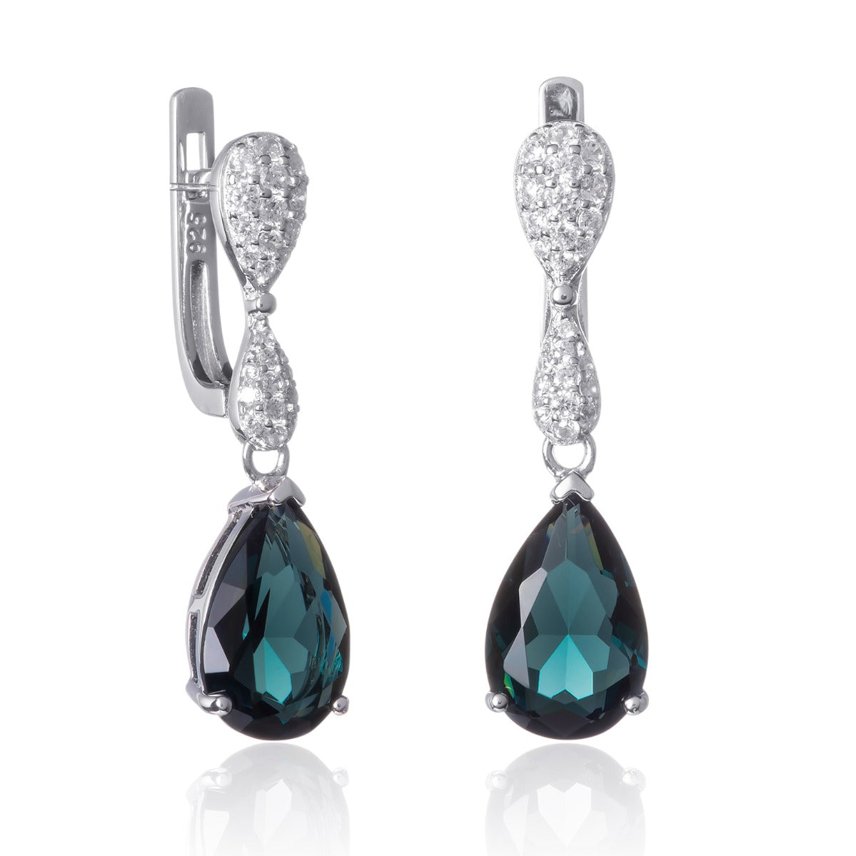 Dark blue tear drop earrings for women