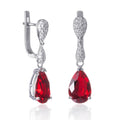 Red drop earrings in 925 Sterling Silver