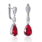 Red drop earrings in 925 Sterling Silver
