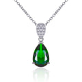 Green drop pendant necklace in 925 sterling silver