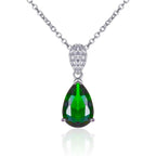 Green drop pendant necklace in 925 sterling silver