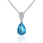 Sky blue pendant necklace for women in 925 silver