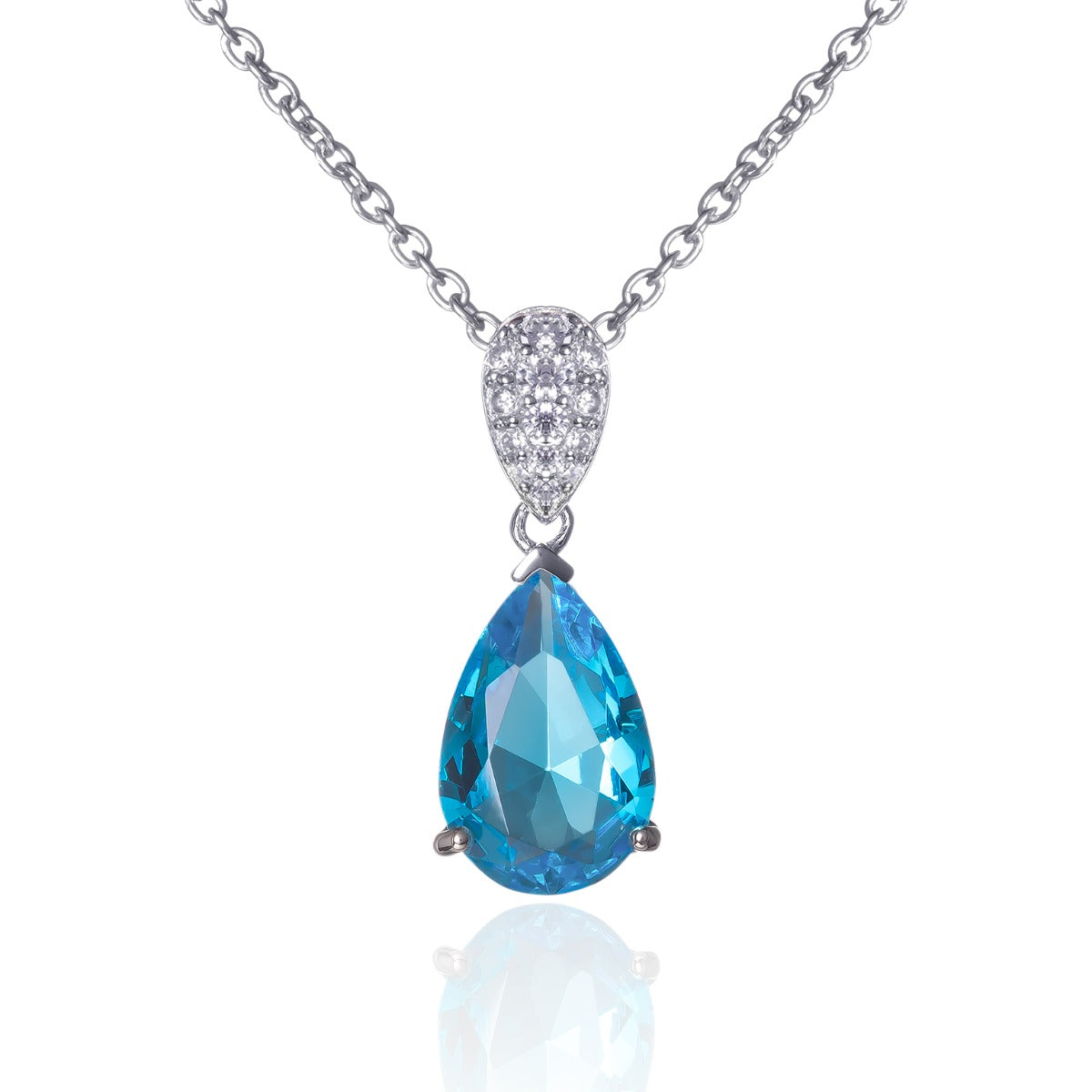 Sky blue pendant necklace for women in 925 silver