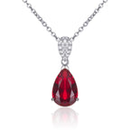 Sterling Silver Red Teardrop Pendant Necklace