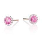 9K yellow gold earrings with pink sapphire and diamond gems