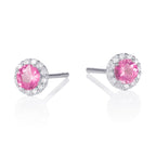 White gold pink sapphire and diamond earrings
