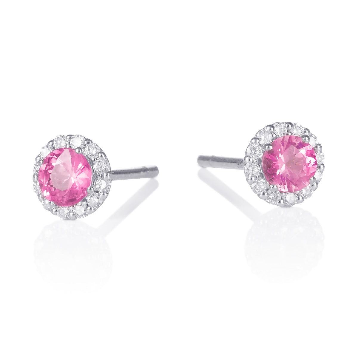 White gold pink sapphire and diamond earrings
