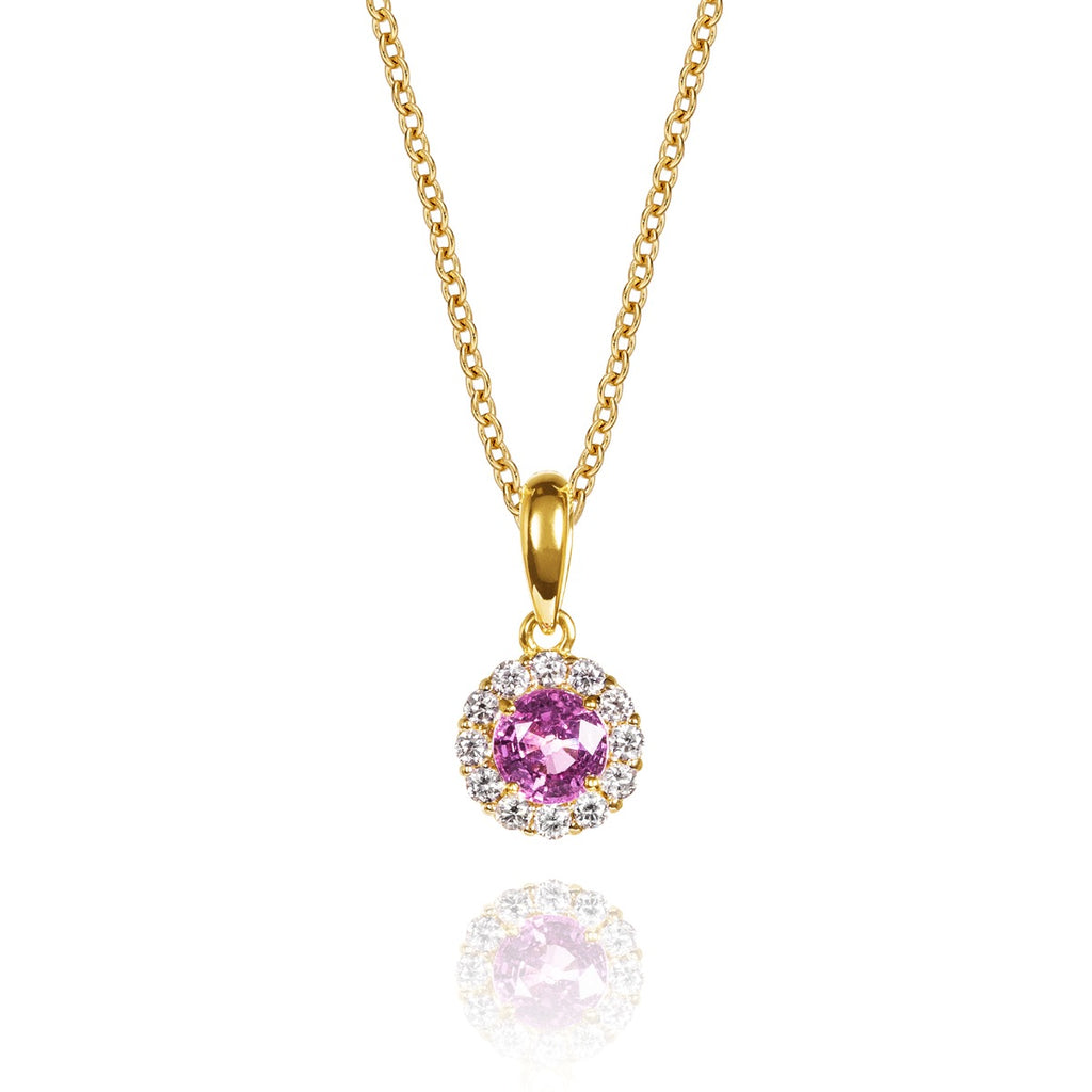 pink sapphire necklace in solid 9ct gold