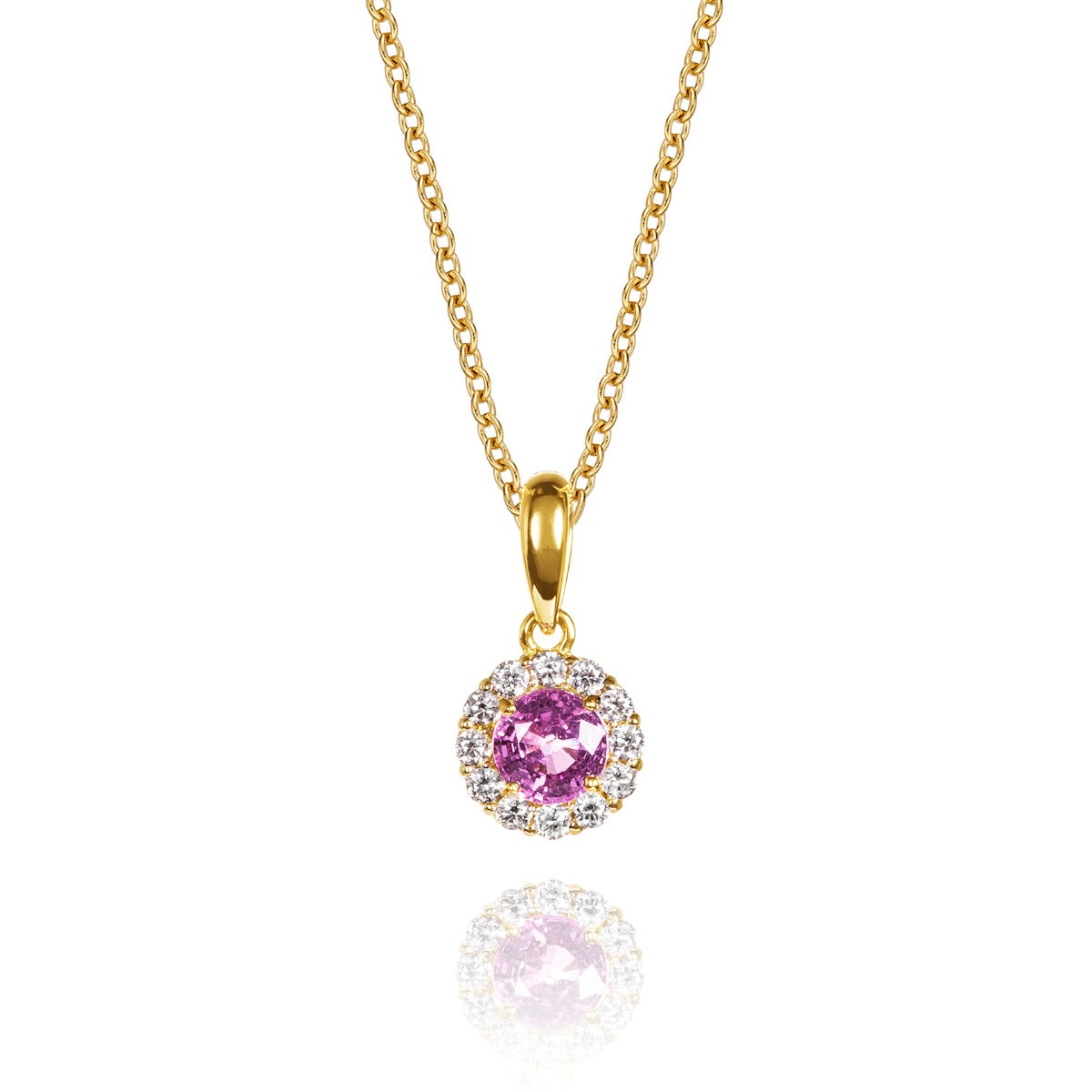 pink sapphire necklace in solid 9ct gold