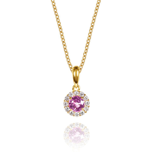 pink sapphire necklace in solid 9ct gold