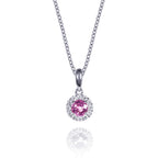 Pink sapphire necklace in 9ct white gold