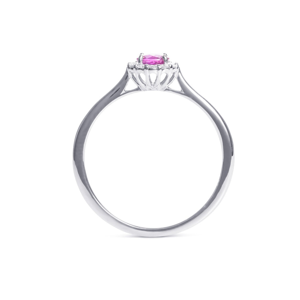 Pink Sapphire Ring 0.42ct Pink Sapphire & 0.09ct Diamonds 9K White Gold