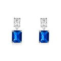 Sterling Silver Double Rectangle Blue Dangle Earrings