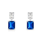 Sterling Silver Double Rectangle Blue Dangle Earrings