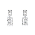 Sterling Silver Cubic Zirconia Double Rectangle Dangle Earrings
