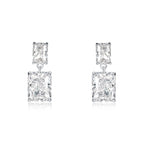 Sterling Silver Cubic Zirconia Double Rectangle Dangle Earrings