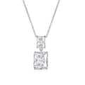 Sterling Silver Cubic Zirconia Double Rectangle Drop Pendant Necklace