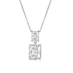 Sterling Silver Cubic Zirconia Double Rectangle Drop Pendant Necklace