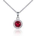 silver pendant necklace with red stone