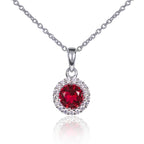 silver pendant necklace with red stone