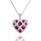 red heart necklace in 925 silver