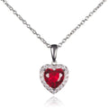 Sterling Silver Red Heart Pendant Necklace