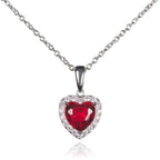 Sterling Silver Red Heart Pendant Necklace