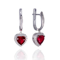 red heart drop earrings in 925 silver