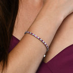 Sterling Silver Tennis Bracelet 3mm Red & White Cubic Zirconia