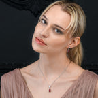 Sterling Silver Red Drop Pendant Necklace