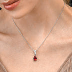 Ruby red pendant necklace in 925 sterling silver