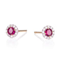 9K gold earrings with rubies and diamonds