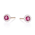 9K gold earrings with rubies and diamonds