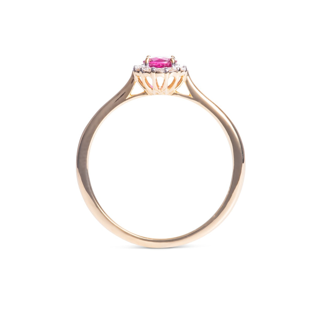 Ruby Ring 0.35ct Round Ruby & 0.09ct Diamonds 9K Yellow Gold