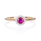 Ruby Ring 0.35ct Round Ruby & 0.09ct Diamonds 9K Yellow Gold