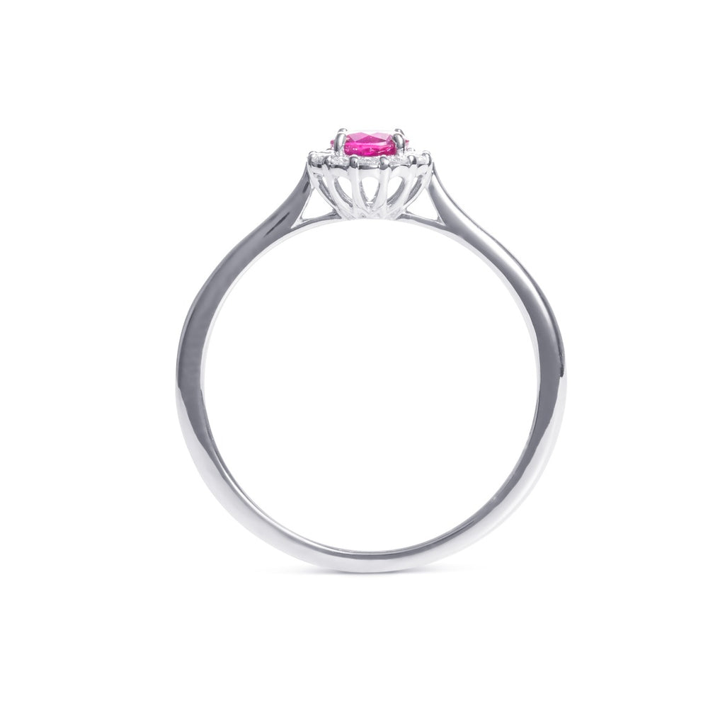 Ruby Ring 0.35ct Round Ruby & 0.09ct Diamonds 9K White Gold
