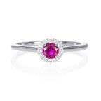 Ruby Ring 0.35ct Round Ruby & 0.09ct Diamonds 9K White Gold