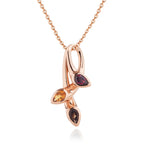 Rose Gold Vermeil Necklace with Smoky Quartz, Citrine and Rhodolite Gemstones