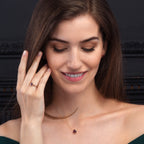 Bezel Set Rhodolite Ring in Rose Gold Plated Sterling Silver
