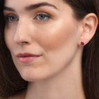Bezel Set Rhodolite Garnet Stud Earrings in Rose Gold Plated Sterling Silver