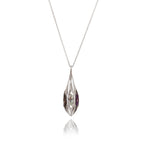 Sterling Silver Long Teardrop Pendant Necklace with Multicoloured Gemstones