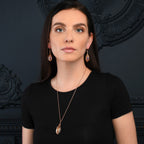 Rose Gold Plated Sterling Silver Long Teardrop Pendant Necklace with Multicoloured Gemstones
