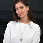 Sterling Silver Long Teardrop Pendant Necklace with Multicoloured Gemstones
