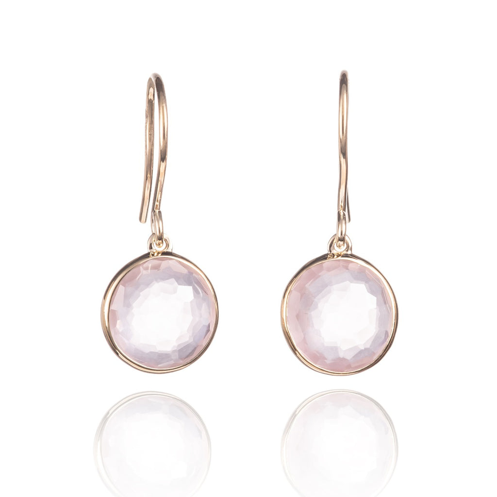 5.50ct Rose Quartz Drop Earrings In 9K Yellow Gold