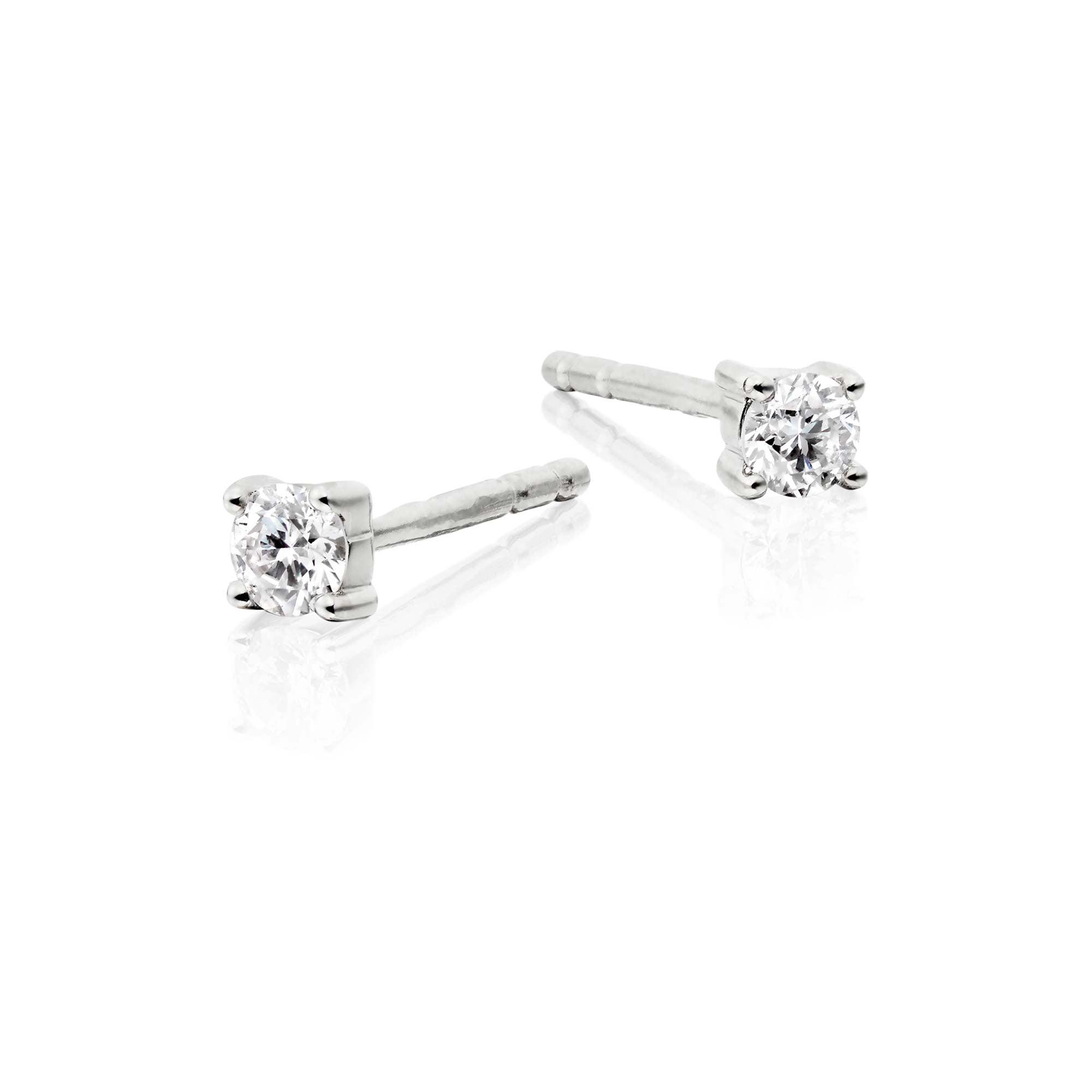 Diamond Stud Earrings 0.10ct Solitaire Diamond Studs 9K White Gold