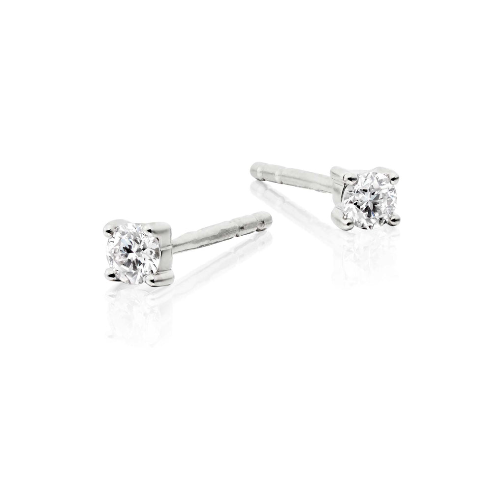 Diamond Stud Earrings 0.10ct Solitaire Diamond Studs 18K White Gold