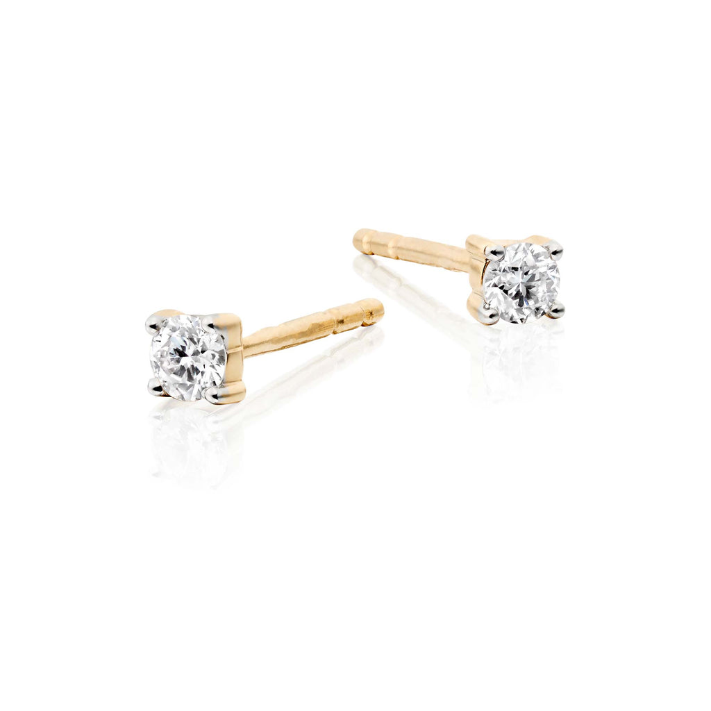 Diamond Stud Earrings 0.10ct Solitaire Diamond Studs 9K Yellow Gold