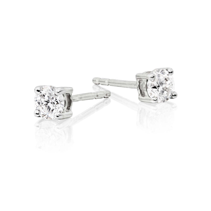 Diamond Stud Earrings 0.20ct Solitaire Diamond Studs 9K White Gold