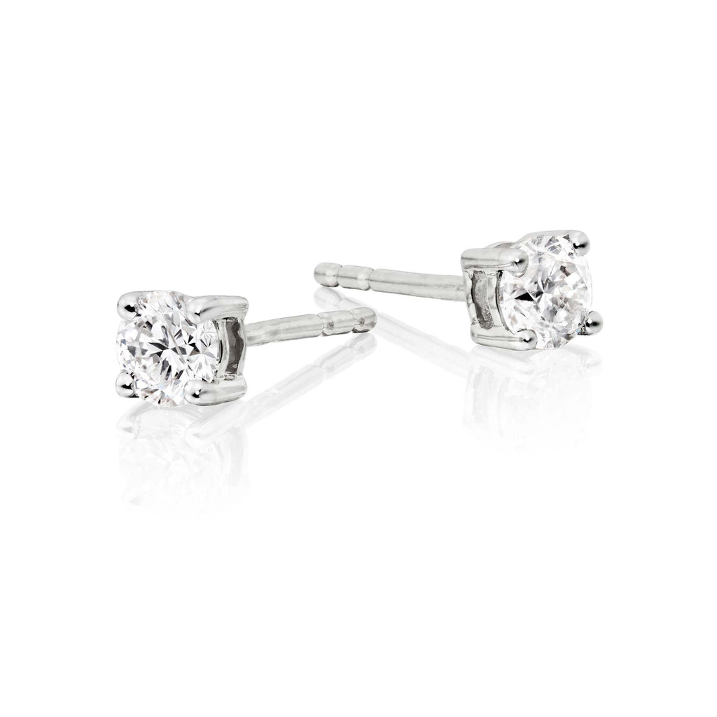 Diamond Stud Earrings 0.20ct Solitaire Diamond Studs 18K White Gold
