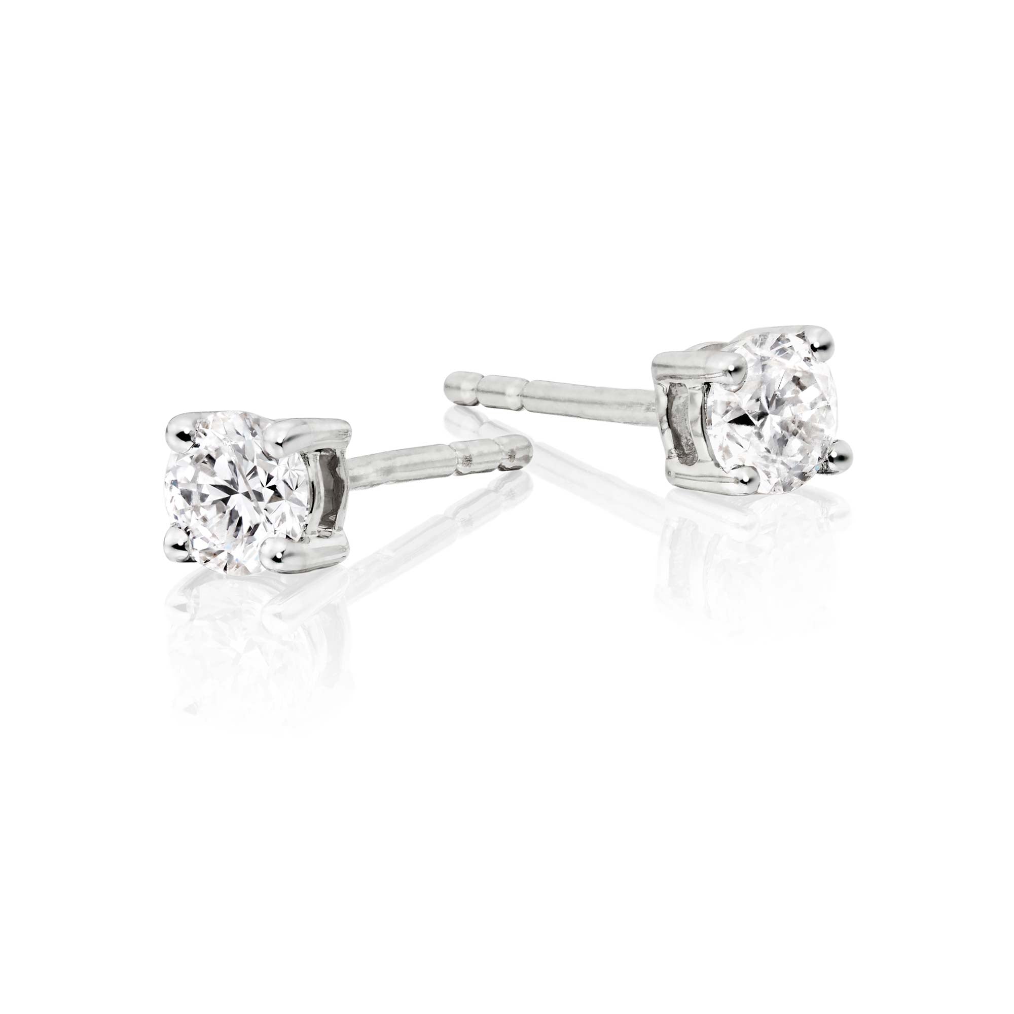 Diamond Stud Earrings 0.20ct Solitaire Diamond Studs 18K White Gold